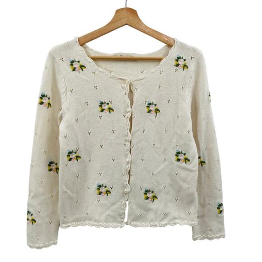 Snidel cream embroidered‎ cardigan sweater
